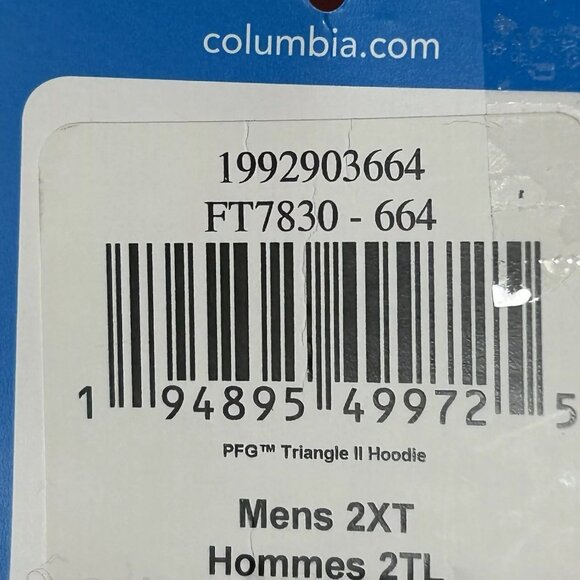 Columbia Men's Fleece Pullover Hoodie Size 2XL Tall Wine/Burgundy PFG Logo Front - Picture 5 of 7